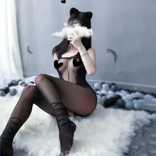 NIKOANA Women Sexy Lingerie Porno Open Crotch Hollow Stockings Garter Belt Fishnet Tights Transparent Pantyhose Erotic Stocking