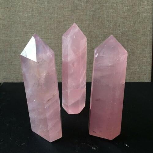 1pc Natural Rock Rose Strawberry Quartz Crystal Point Healing Stone Pure Color Spiritual Obelisk Wand Pink Room Ornaments #50g