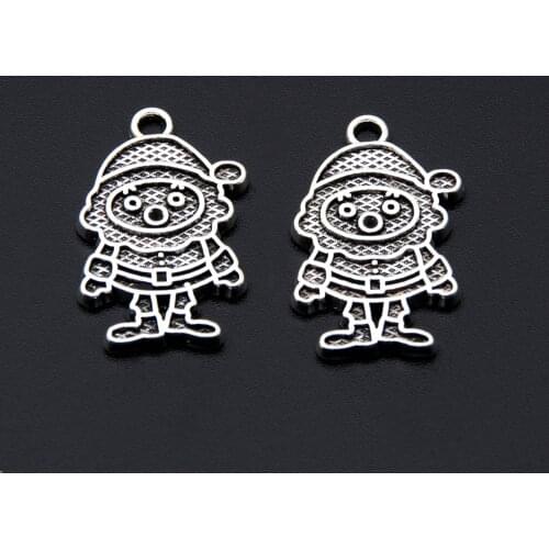 10pcs Silver Color Santa Claus Charms Christmas Pendant Jewelry Making DIY Handmade Craft Findings Accessories Wholesale A3371