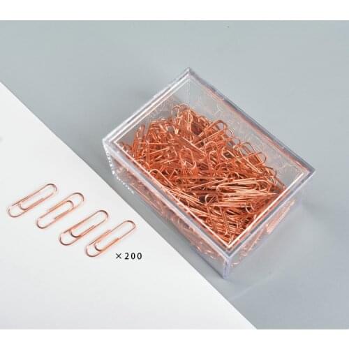 200 Clips/Set Rose Gold Office Paper Clips Metal Binder Clips Standard Paper Clip