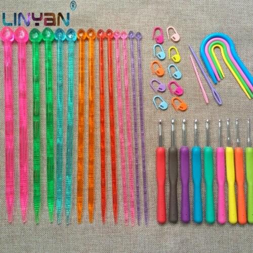 New 23 pcs Candy needle Soft handle Twist-pin crystal DIY Weaving tools Acrylic knitting needles needle Crochet hook ZL5201