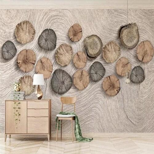 3D standing ring wood grain TV background wall professional production mural wholesale wallpaper custom poster photo wall