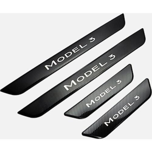 4Pcs Stainless Door Sill Protector Plate Scuff Guard Fit For Tesla Model 3 2017-2021 Welcome Pedal