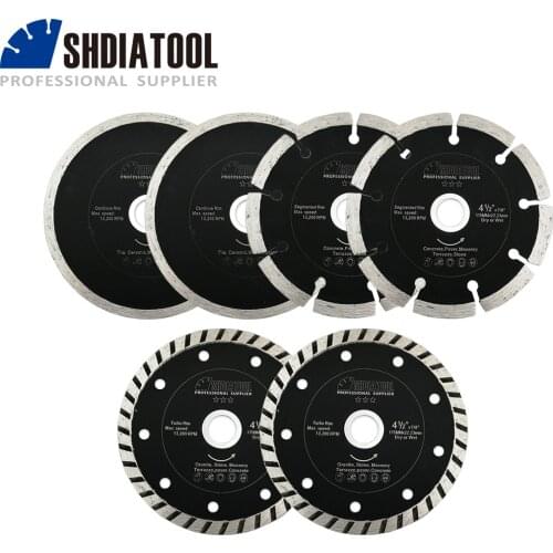 SHDIATOOL 10 Sets Sintered Diamond Blade 3pcs/set Dia 115mm/4.5" Continuous Rib+Segmented+Turbo Rim Cutting Disc For Tile Stone