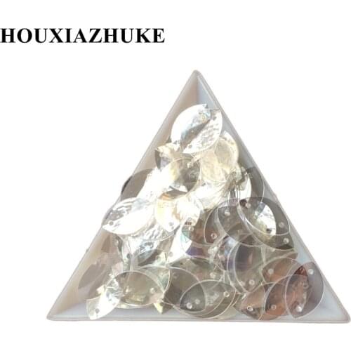 9*15 mm shining clear folded leaf sequins with 2 holes 1200 pcs per lot for bridal gown appliques decorations