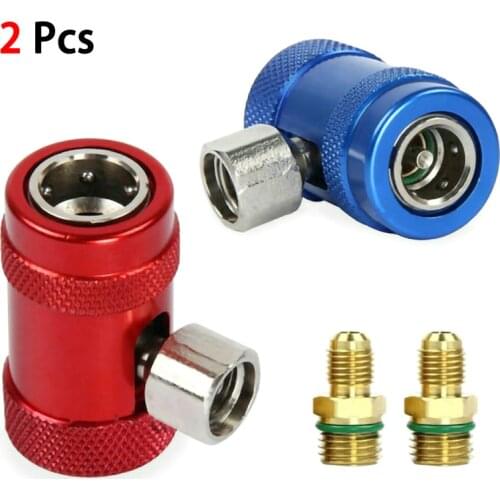 2pcs Brass+Metal R1234yf Quick Connector Adapter Air Conditioning Refrigerant Adapter For AR Refrigeration Systems Fluoride