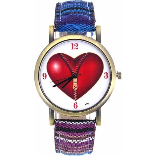 Doctor Nurse Open Love Heart Shape Zip Women Men Creative Fashion Jewelry Canvas Strap Casual Sport Wrist Watch