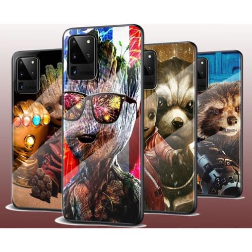 Tempered Glass Cover Hot Marvel Guardians Groot For Samsung Galaxy S20 FE S10e S10 S9 S8 Ultra Plus Lite Plus 5G Phone Case