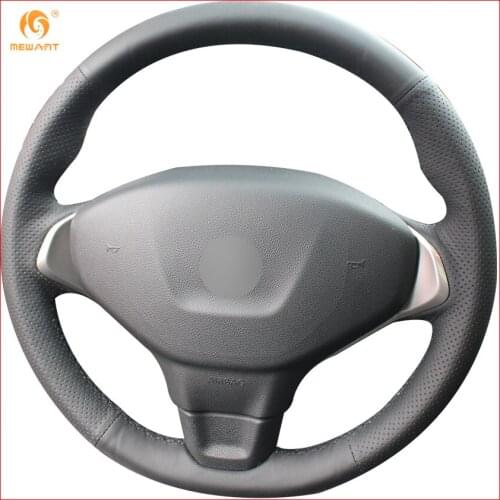 MEWANT for Peugeot 301 Black Micro Fiber Artificial Leather Car Steering Wheel Cover Accessories Parts