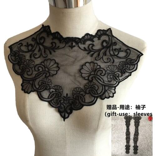 Black organza lace fabric sewing accessories collar african lace fabric 2020 high quality lace crafts hobby embroidery applique