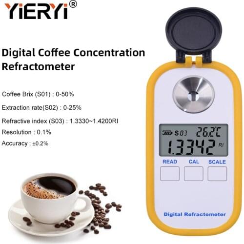 Yieryi Digital Coffee Concentration Refractometer Brix TDS Coffee Brix 0-50 Brix and Coffee TDS 0-25 Digital Refractometer