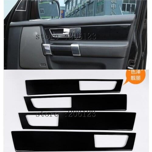 For Land Rover Discovery 4 LR4 Interior Door Handle Panel Cover Trim ABS Black Wood Grain Newest 4pcs/set
