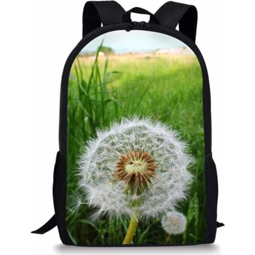 ELVISWORDS School Bags For Boys Girls Beautiful Dandelion Print Backpack Teenager School Bookbag Fashion Bagpack Mochila Escolar