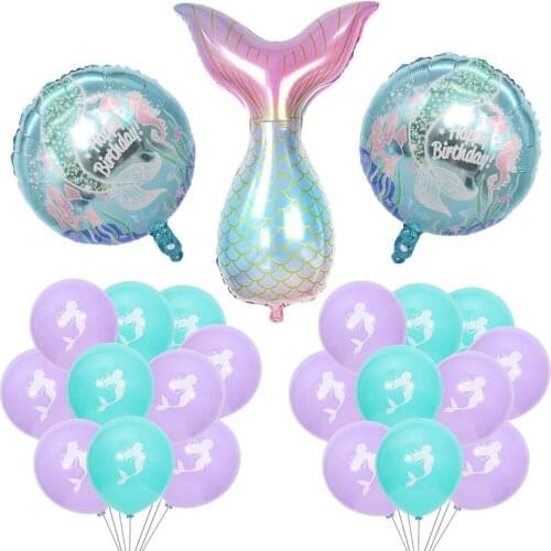 Mermaid Foil Balloons Birthday Party Decoration Latex Balloon Theme Wedding Decoration Inflatable Helium Balls Baby Shower Decor