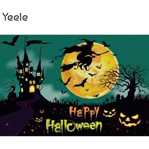 Yeele Halloween Background Castle Witch Bat Pumpkin Photography Photographic Baby Portrait Party Backdrop For Photo Studio Prop