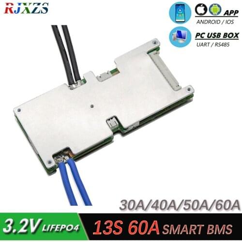 13S 60A smart board LiFePO4 BMS/PCM/PCB battery protection board for 13 cells 18650 Battery electric car w/balance w/APP