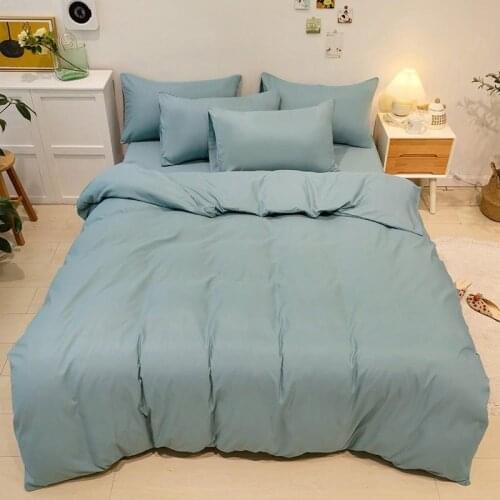 Solid color Simple style Bedding Set soft Breathable Microfiber Duvet cover with zipper closure Twin Full Queen King 4/6Pcs