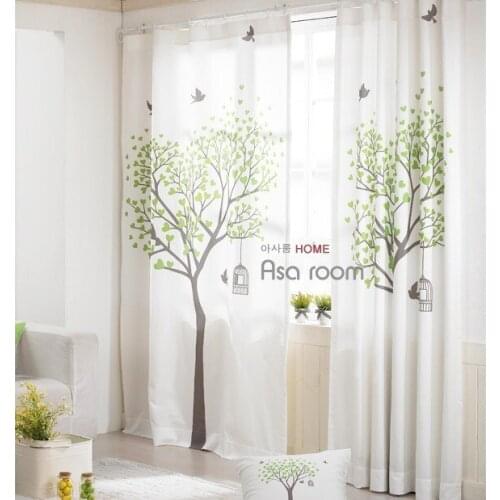 Korea Wishing Tree curtain sync new 2-color red, green cotton cloth finished