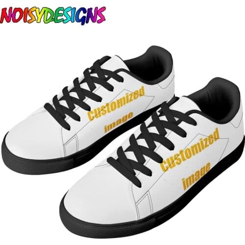 NOISYDESIGNS Custom Printed Men Shoes Skateboard Shoes Classic Wild Couple Casual Shoes White Black Shoes Unisex Sneakers