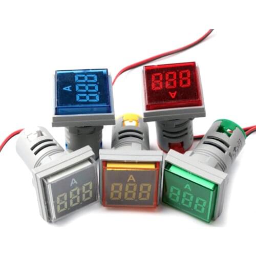 AC 50-500V 0-100A 22mm Square LED Digital Voltmeter Ammeter Voltage Current Meter Voltammeter Car Volt Amp Tester Detector