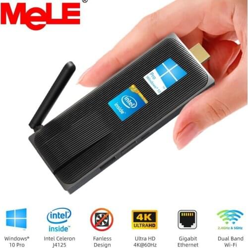MeLE Intel Celeron J4125 Quad Core DDR4 8GB RAM 128GB eMMC 4K Fanless Mini PC Windows 10 Pro PC Stick Mini Computer
