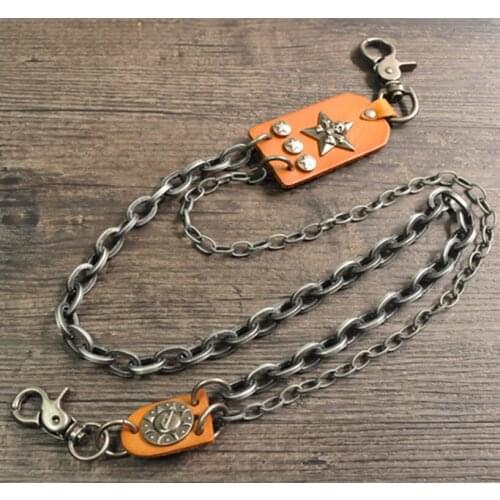 Men Trousers Pants Wallet Keychain Gray Black Skull Horns Bullet Shape Pendant Metal Link Waist Chain Punk Jean Heavy Chain BL74