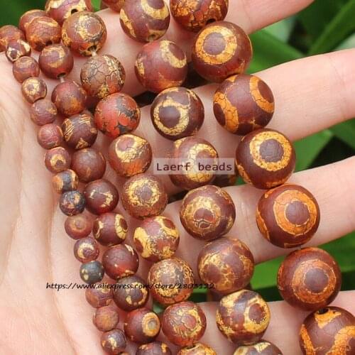 Natural Ancient Dzi Agate 3EYES Round space beads 6-14mm, For DIY Necklace Bracelet Jewelry Making