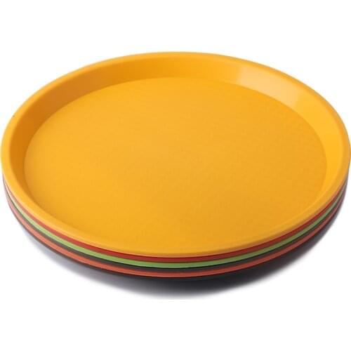 Non slip Round Plastic Tray Restaurant Serving Plate Lined Non-Slip Tray Coffee Drinks Tray Fast Food Serve Dishes Bar Tool