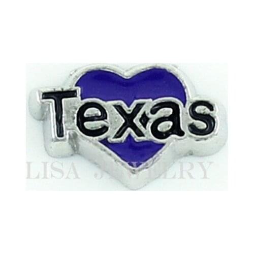 Newest hot selling purple heart colors love texas floating charms jewelry fit in floating locket 10pcs/lot