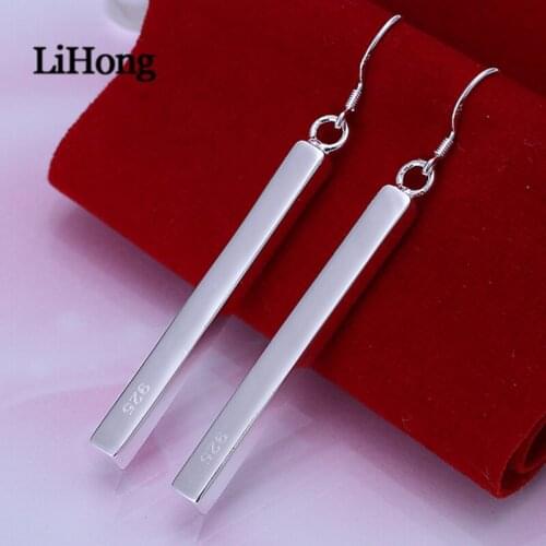 New 925 Sterling Silver Earrings Rectangular Earrings For Women Charm Jewelry Wedding Gifts