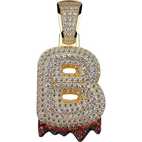 OMYFUN USA UK Bubble Letters Pendant & Necklace Hip Hop Bling Initial Collar Joyas Bijoux Wholesale Party Jewelry Men Women Gift
