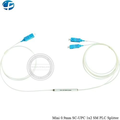Fiber Optic Mini 0.9mm SC-UPC 1x2 SM PLC 5pcs/lot Splitter steel tube Mini 0.9mm SC-UPC 1x2 SM PLC Splitter