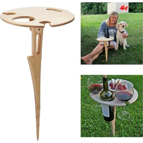 Outdoor Wine Table Picnic Camping Wine Cups Holder for Garden Beach Picnic