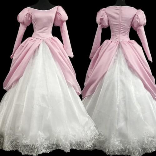 Movie Mermaid Cosplay Costume Princess Ariel Pink Party Dress Fancy Halloween Carnival Ball Gown For Adult Women