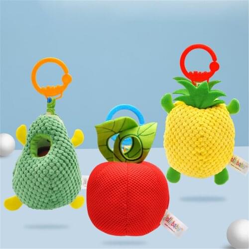 Fruit Shape Plush Toy Cute Stuffed Fruit Toys Crib Fun Hanging Soothing Toys Built-in Bell Ideal Gift For Children 3 styles