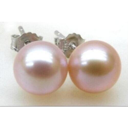 10-11mm natural round south sea pink pearl earring stud 14k white golden