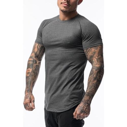 Plain Clothing Fashion T Shirt Men Cotton Breathable Fitness Mens Short Sleeve T-shirt Gym Tshirt Summer Tight Tee Shirt homme