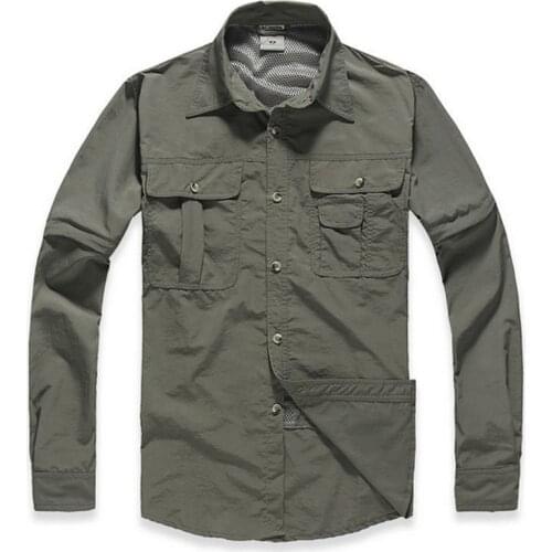 The Army Fishing&hunting Breathable Rock Climbing Male Outdoor Shirts Men Summer Quick Dry Hiking Shirt Removable