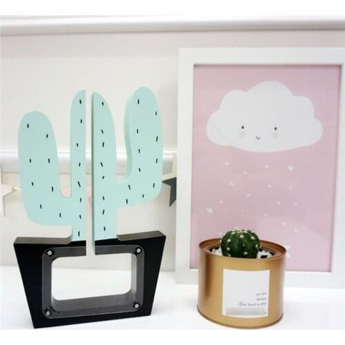 Nordic Wooden Decoration Crafts Cactus Kids Money Box Children Room Decor Coin Box Figurines/Miniatures Photography props gift