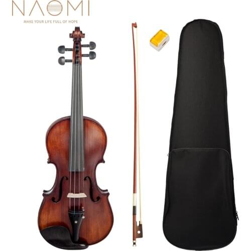 NAOMI Acoustic Violin 4/4 Full Size Violin Fiddle Matte Finish Violin Ebony Accessries New