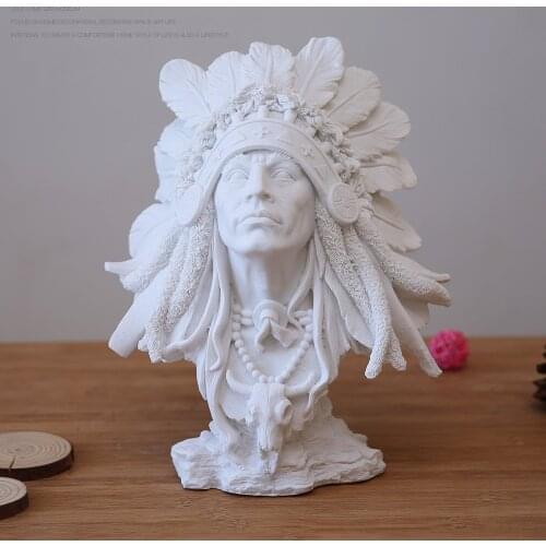 Modern Resin White Indians Portrait Character Sculptures Decoration Room Table Statues Home Furnishing Crafts Decor Accessories