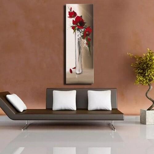 Modern flower painting by palette knife with acrylic oil heavy texture flower oil paintings in vase for room decoration