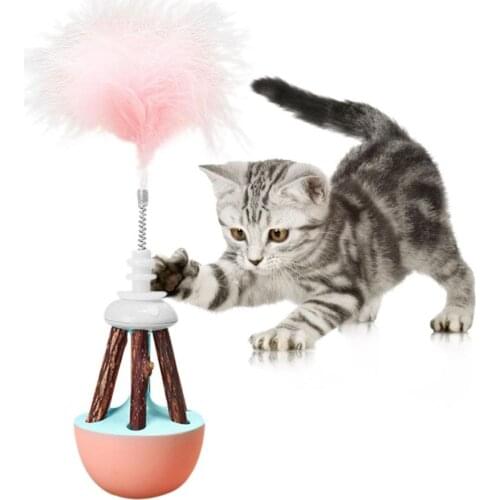 Tumbler Swing Toys Feather Funny Cat Toy For Cats Kitten Interactive Cat Toy Molar Teeth Puzzle Self-hey Funny Cat Stick