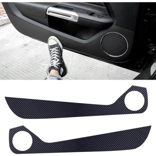 2pcs Carbon Fiber Style Door Interior Anti-Kick Protector Sticker Cover PU Fit For Ford Mustang 2020 2019 2018 2017 2016 2015