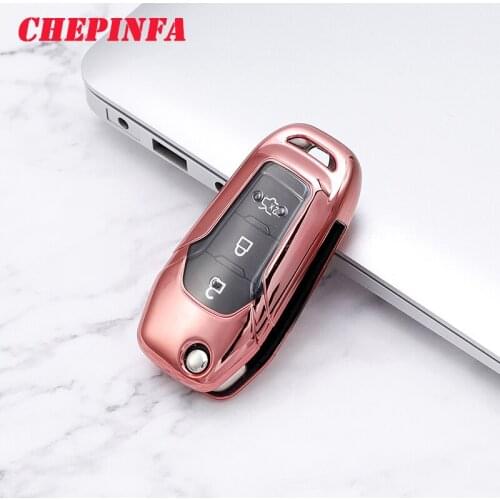TPU Car Key Case Full Cover Protect Shell For Ford Ford Fusion Fiesta Escort Mondeo Everest Ranger AutoAccessories Keychain