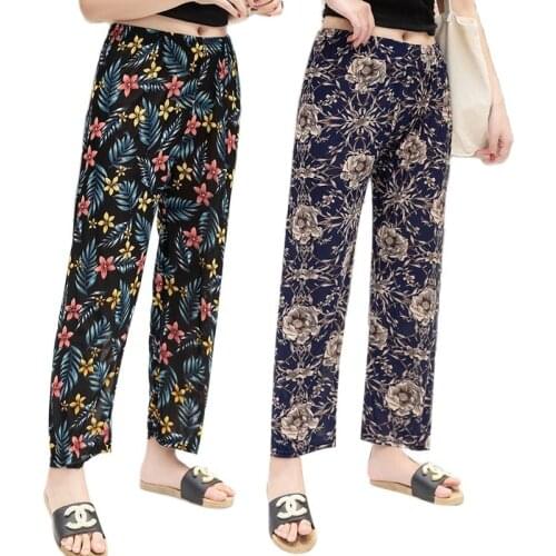 Spring Summer 2021 New Women Mom Sports Casual Pants Loose High Waist Printing Plus Size Ice Silk Trousers Female Sweat Pants841