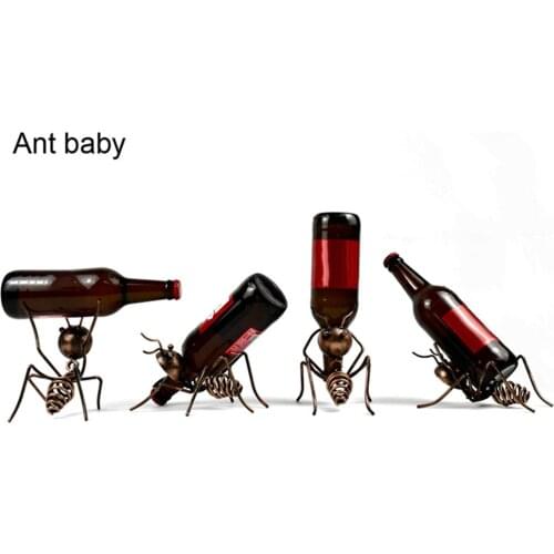 Wine Rack Metal Ant Wine Holder Beer Cocktail Bottle Holder Home Decoration Crafts Funny Bar Display Stand Kitchen Storage Rack