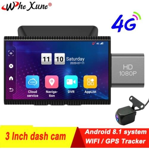 WHEXUNE 3inch Dash Cam smart 4G Android 8.1 Car DVR 1080P Video Recording With WIFI Function Rear View Camera Parking Monitoring