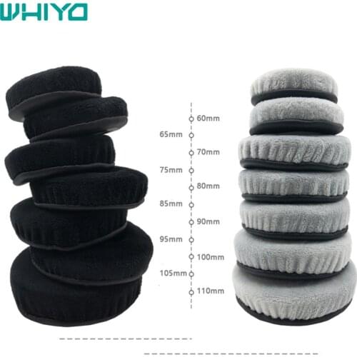 WHIYO 1 pair of Black & Gray Universal Velvet Replacement Ear Pads for Superlux Sennheiser HyperX AKG All size Round Headphones