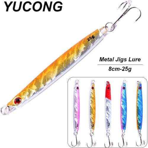 YUCONG 1PX Metal Jigging Bait 8cm-25g Sinking Tuna Fish Casting Jig Spoon Shore Cast Sea Bass Fishing Lure Artificial Bait Pesca